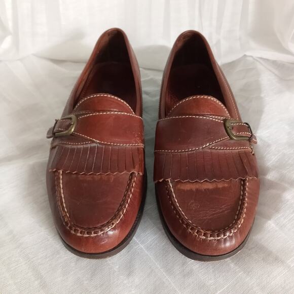 Cole Haan Leather Loafers Men SZ 11.5 Brown Slip On Dress Shoes Buckle Fringe main image 9